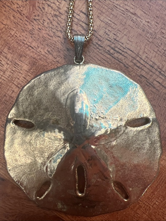 Artisan Jewelry - Gold-Dipped Sand Dollar Pendant - vintage